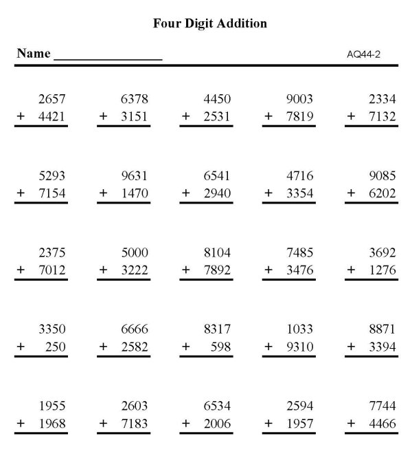 Printable addition sheet - math skills practice sheet