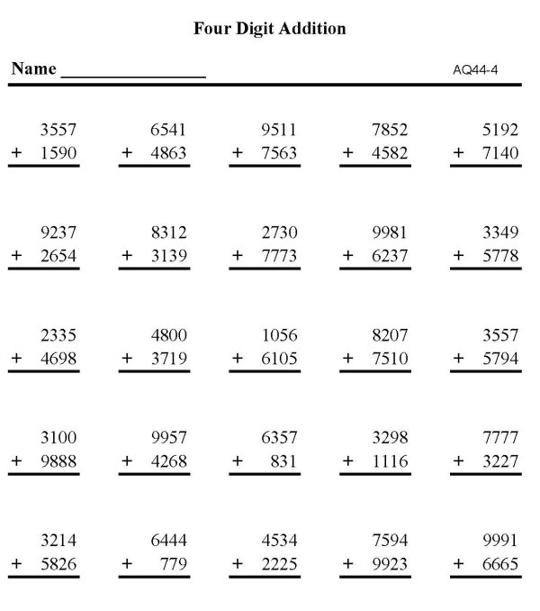 Printable addition sheet - math skills practice sheet