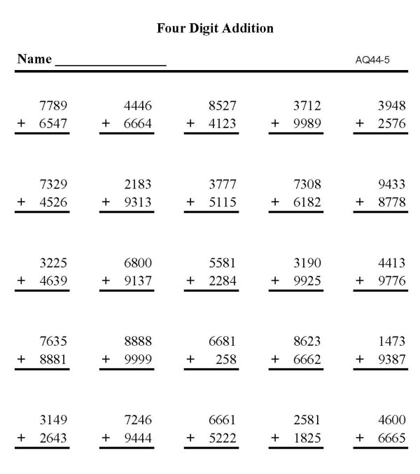 Printable addition sheet - math skills practice sheet