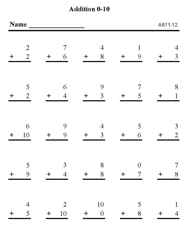 Printable addition sheet - math skills practice sheet