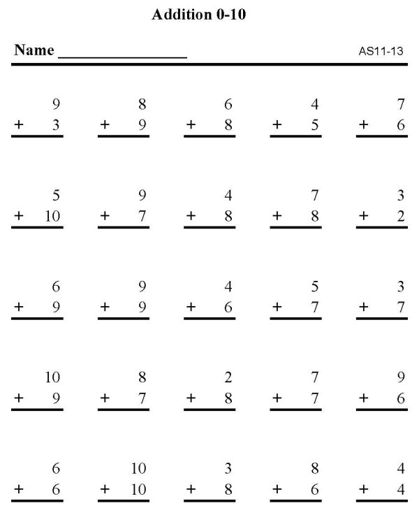 Printable addition sheet - math skills practice sheet