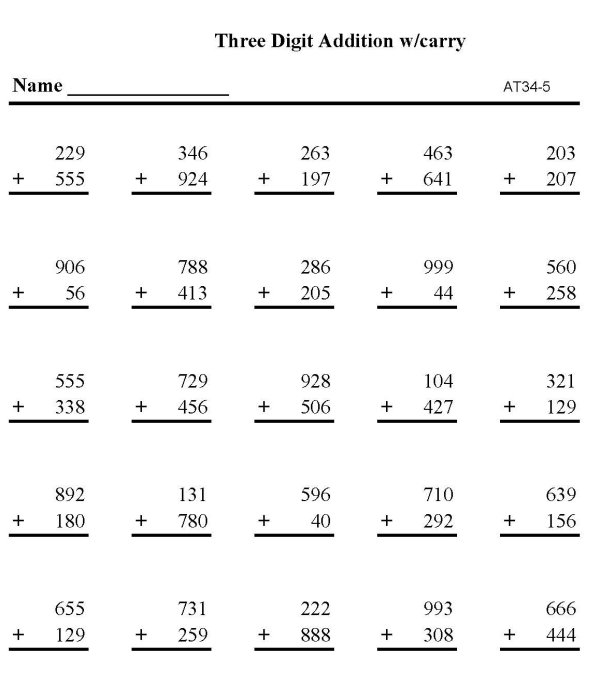 Printable addition sheet - math skills practice sheet