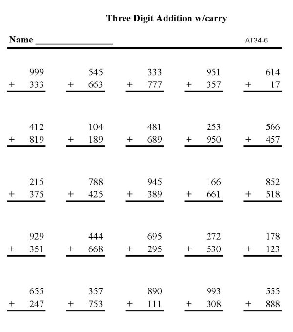 Printable addition sheet - math skills practice sheet