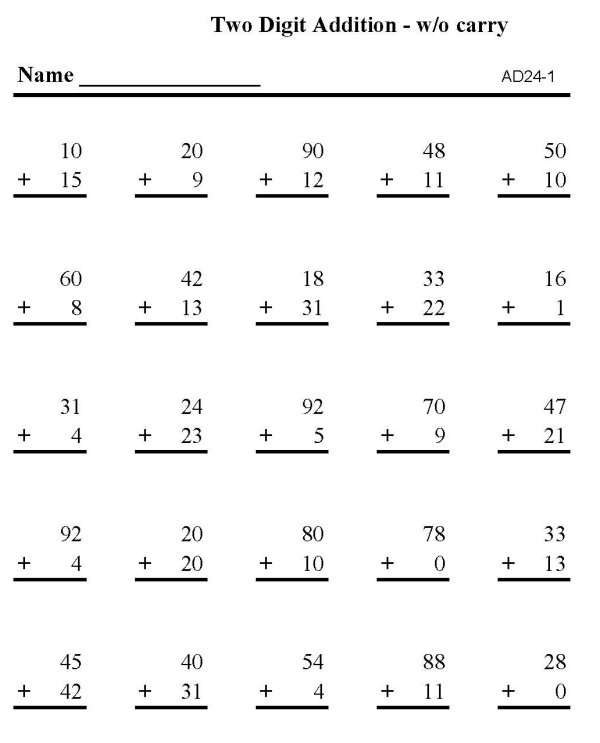 Printable addition sheet - math skills practice sheet