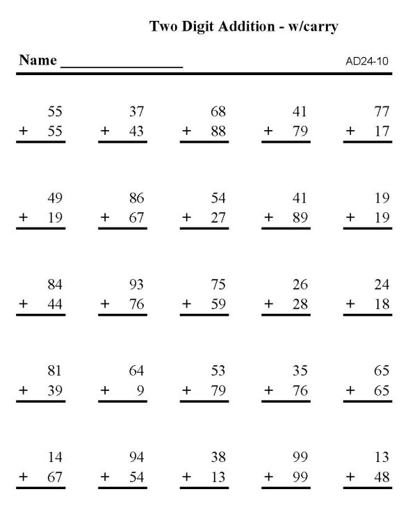 Printable addition sheet - math skills practice sheet