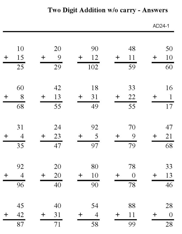 Printable addition sheet - math skills practice sheet