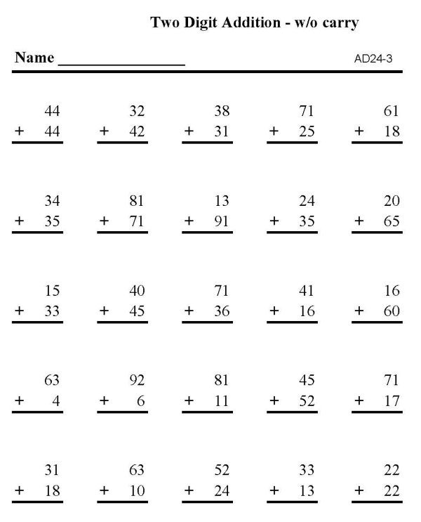 Printable addition sheet - math skills practice sheet