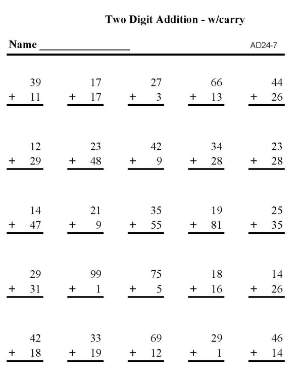 Printable addition sheet - math skills practice sheet