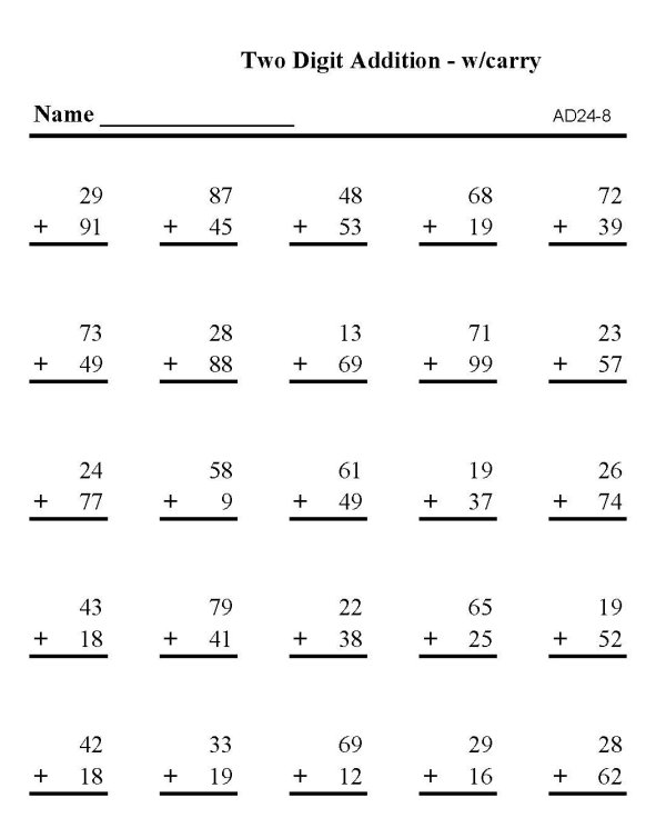 Printable addition sheet - math skills practice sheet