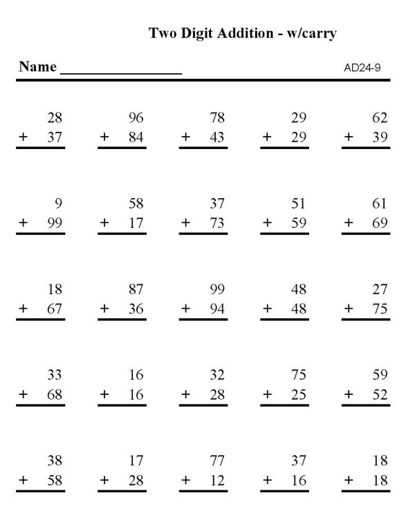 Printable addition sheet - math skills practice sheet