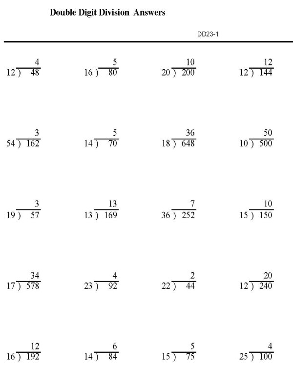 Printable division sheet - math skills practice sheet