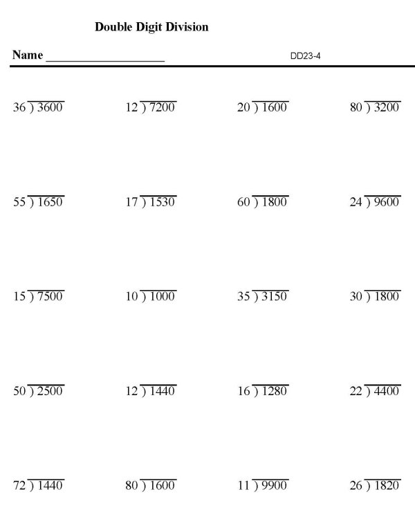 Printable division sheet - math skills practice sheet