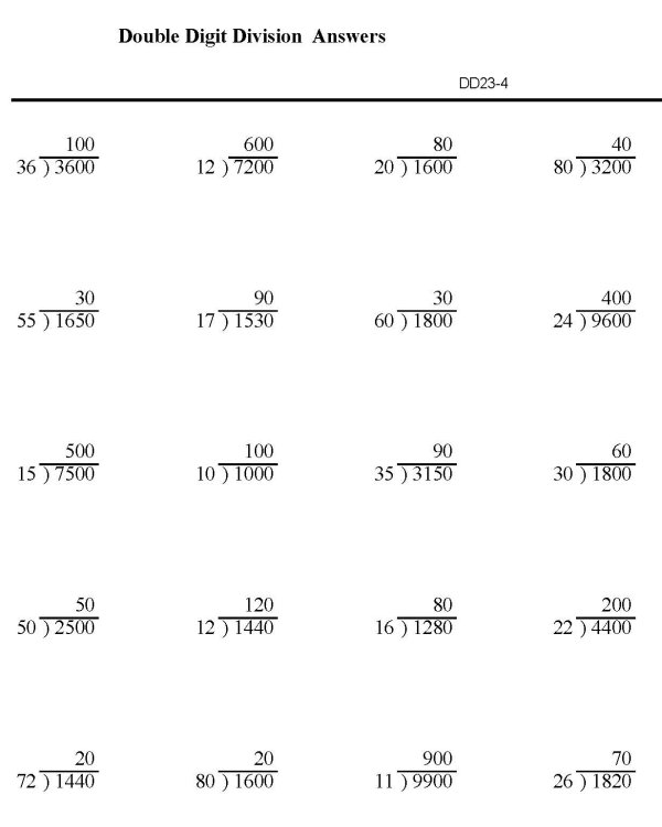BlueBonkers Division Worksheets Double Digit Division P4 solution