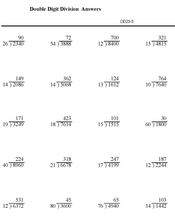 Printable division sheet - math skills practice sheet