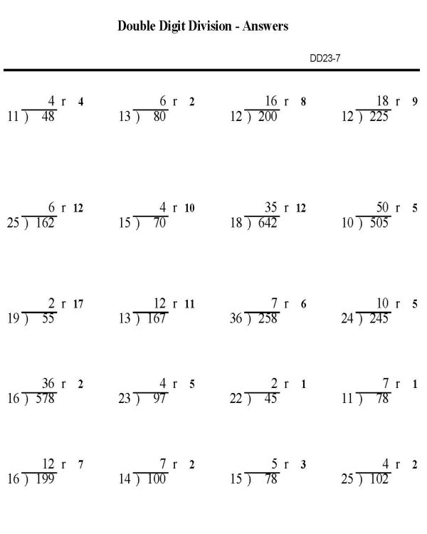 Printable division sheet - math skills practice sheet