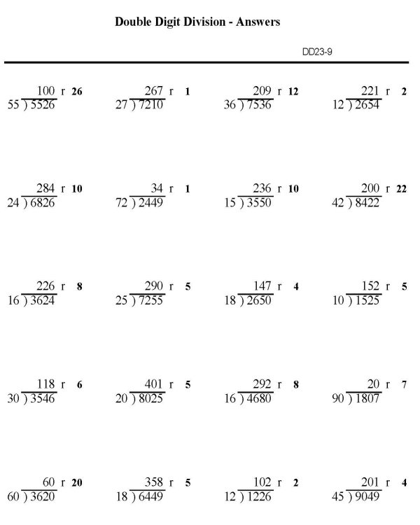 Printable division sheet - math skills practice sheet