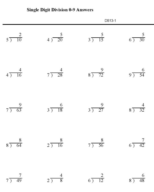 Printable division sheet - math skills practice sheet