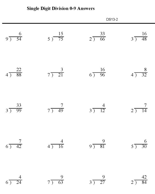 Printable division sheet - math skills practice sheet