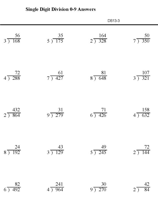 Printable division sheet - math skills practice sheet