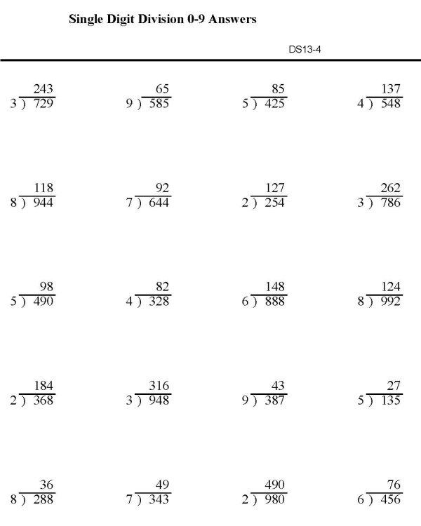 Printable division sheet - math skills practice sheet