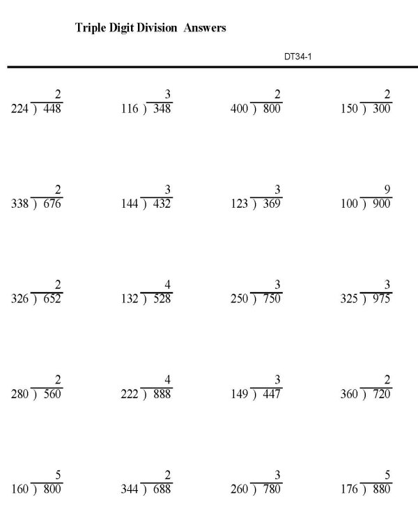 Printable division sheet - math skills practice sheet