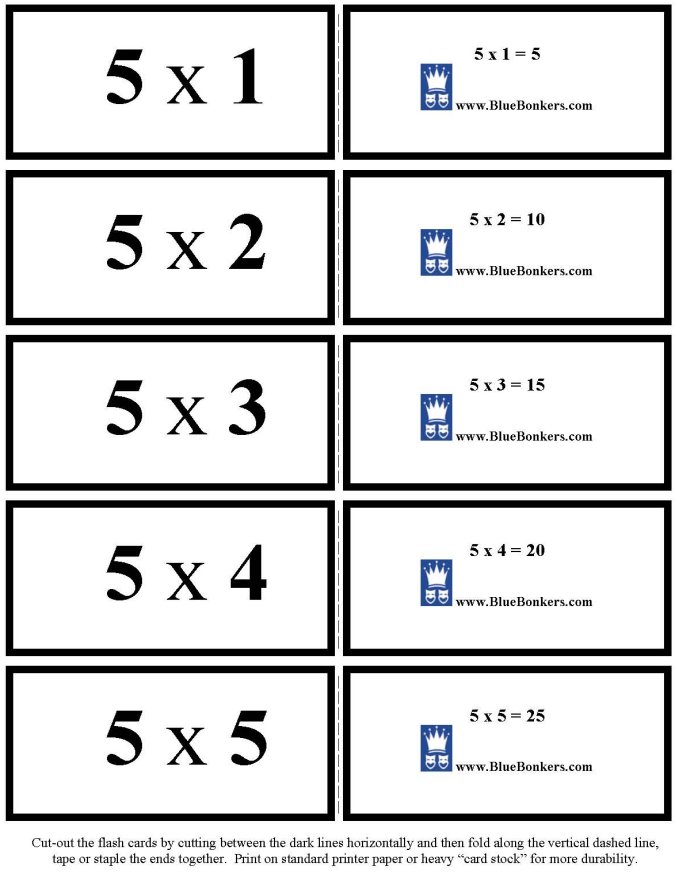 Printable multiplication flash cards - math skills practice sheet