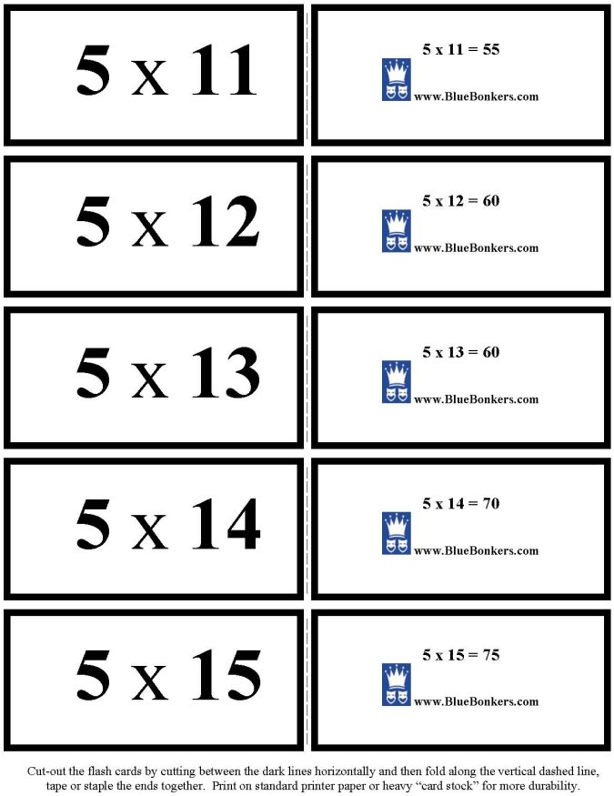 Printable multiplication flash cards - math skills practice sheet