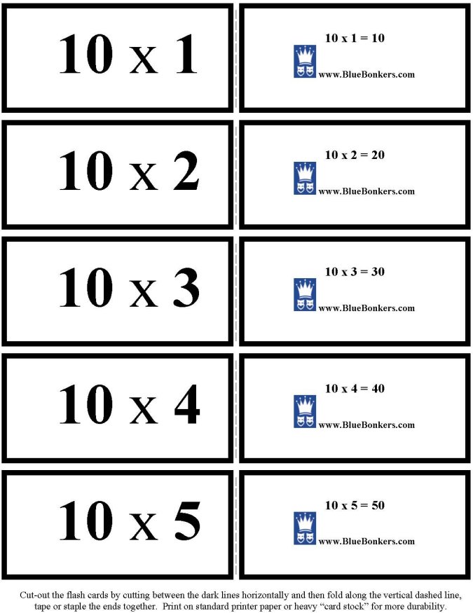 Printable multiplication flash cards - math skills practice sheet