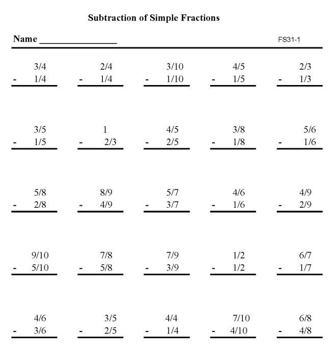 Printable addition of fractions, pratice sheet