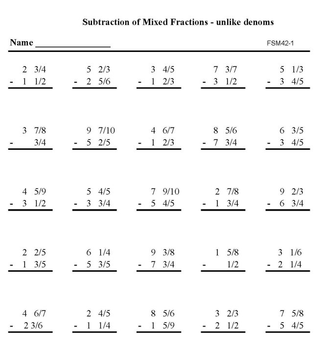 Printable addition of fractions, pratice sheet