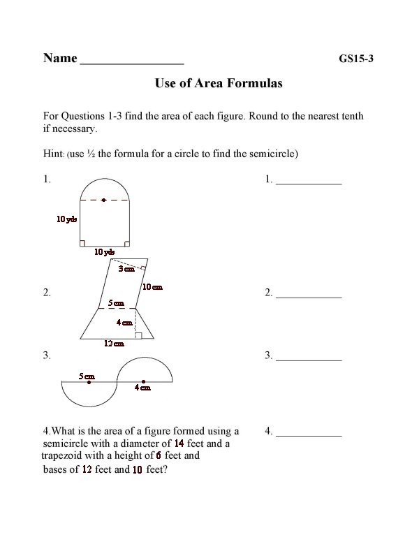 Printable geometry sheet - math skills practice sheet