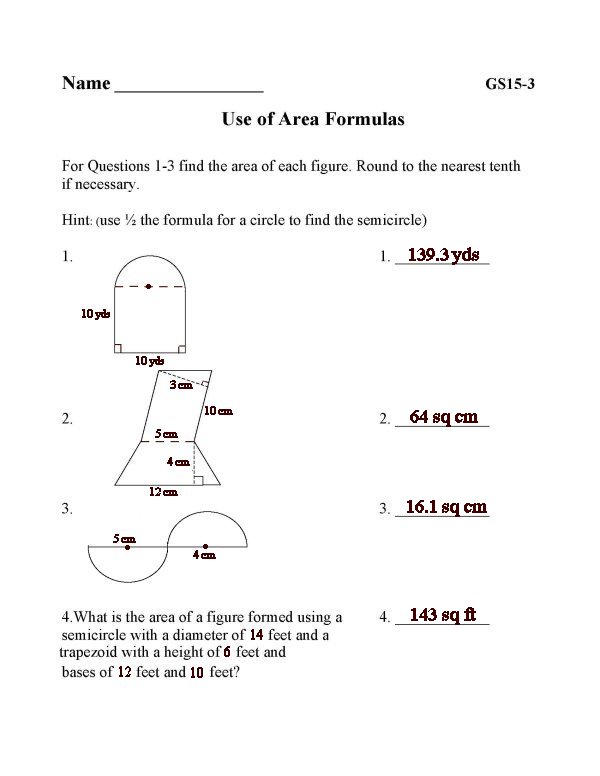 Printable geometry sheet - math skills practice sheet