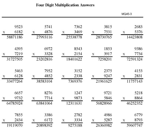 Printable multiplication sheet - math skills practice sheet