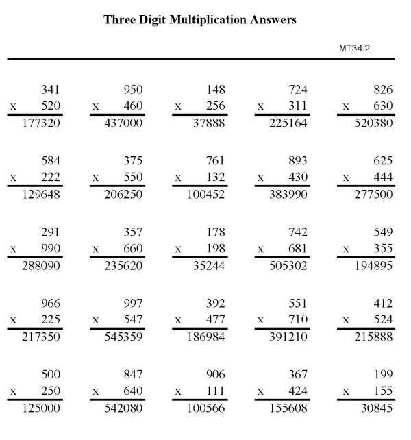 Printable multiplication sheet - math skills practice sheet