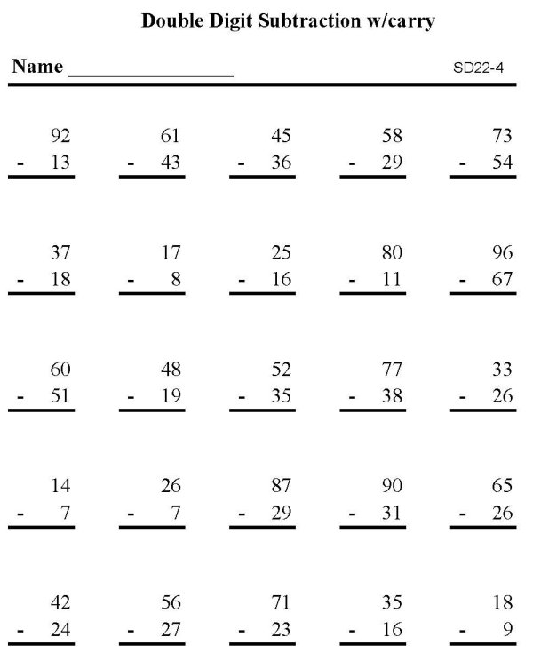 Printable subtraction sheet - math skills practice sheet