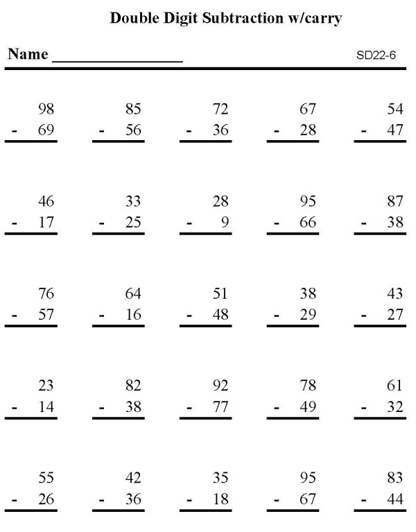 Printable subtraction sheet - math skills practice sheet